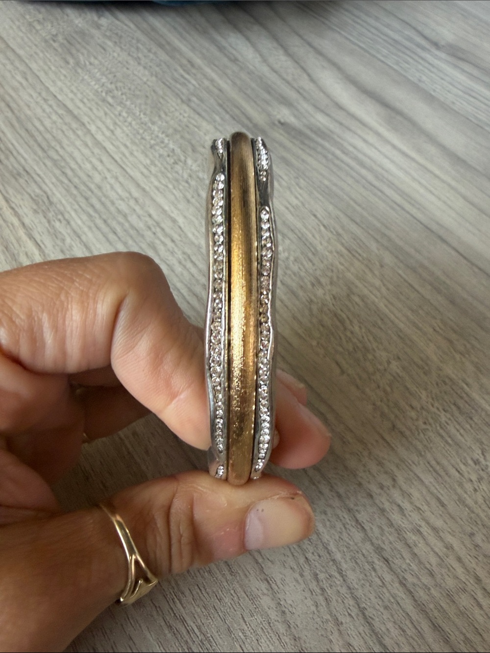 Brighton Two-Tone Gold and Silver Crystal Bangle Bracelet